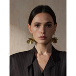 Yhpup design exclusivo de aço inoxidável flor de metal brincos de argola grandes 2024 personalidade moda joias atraentes à prova d'água