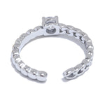 Yhpup popular corrente de metal de aço inoxidável zircônia cúbica aberto anel ajustável 18k pvd banhado requintado moda jóias atacado