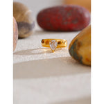 Yhpup aaa brilhante zircônia cúbica gota de água geométrica anel dourado alta qualidade delicado suave jóias acessórios para presente feminino